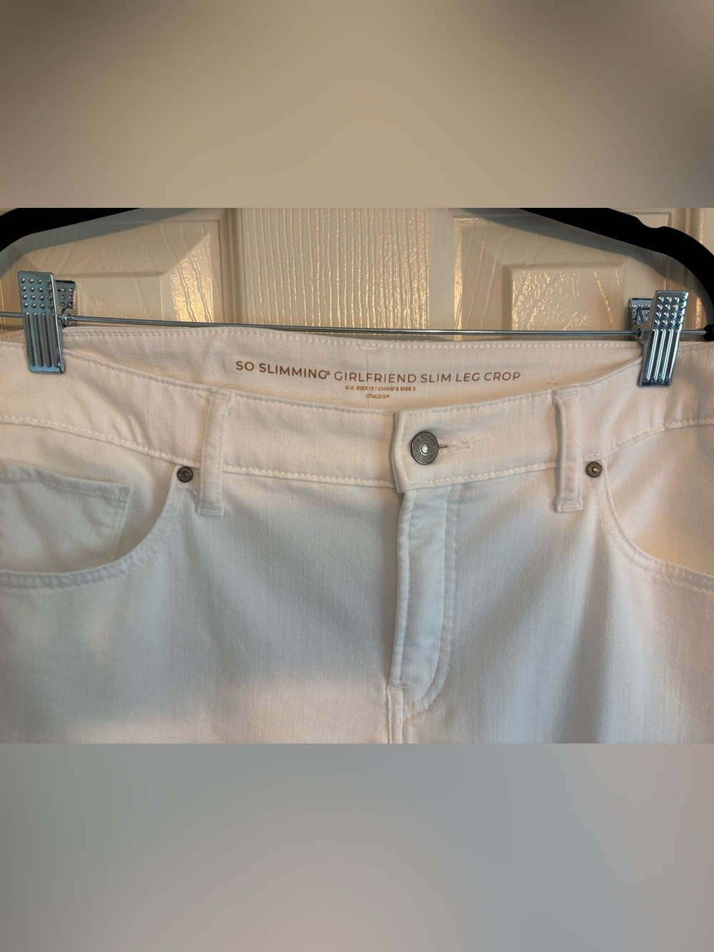 Chico’s White So Slimming Girlfriend Slim Leg Crop Jeans Size 2 (US 12) - Picture 5 of 10